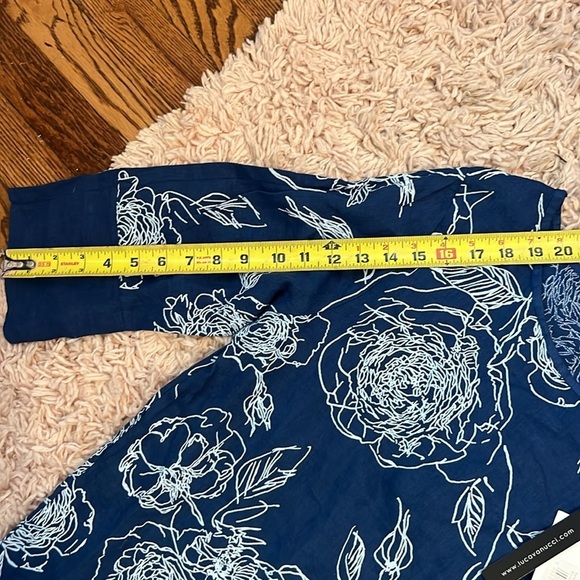 NWT Luca Vanucci Blue with white printed flowers Linen tunic style dress XL - Picture 6 of 7